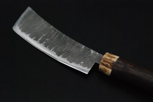 Cheese cleaver, deer horn and walnut handle