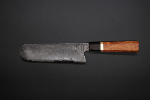 Nakiri 180mm Oliven Holz, Geräucherte Eiche +Messerscheide